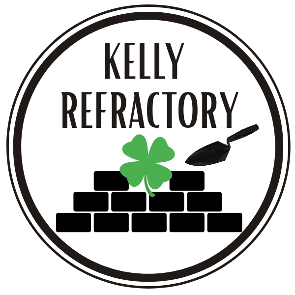 Kelly Refractory logo featuring a trowel and shamrock, representing industrial refractory services.